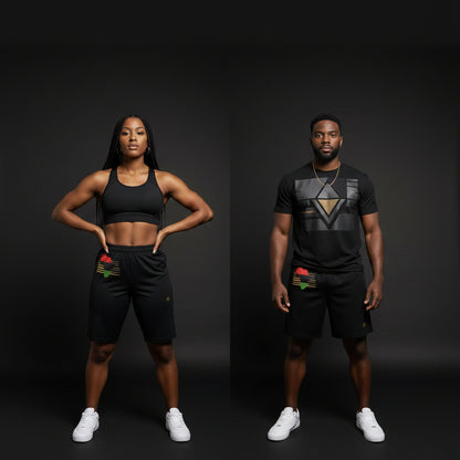 Africa on Gold Long Unisex Shorts