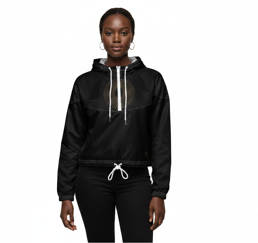 Golden Aura Women's Lightweight Water-Resistant Cropped Windbreaker