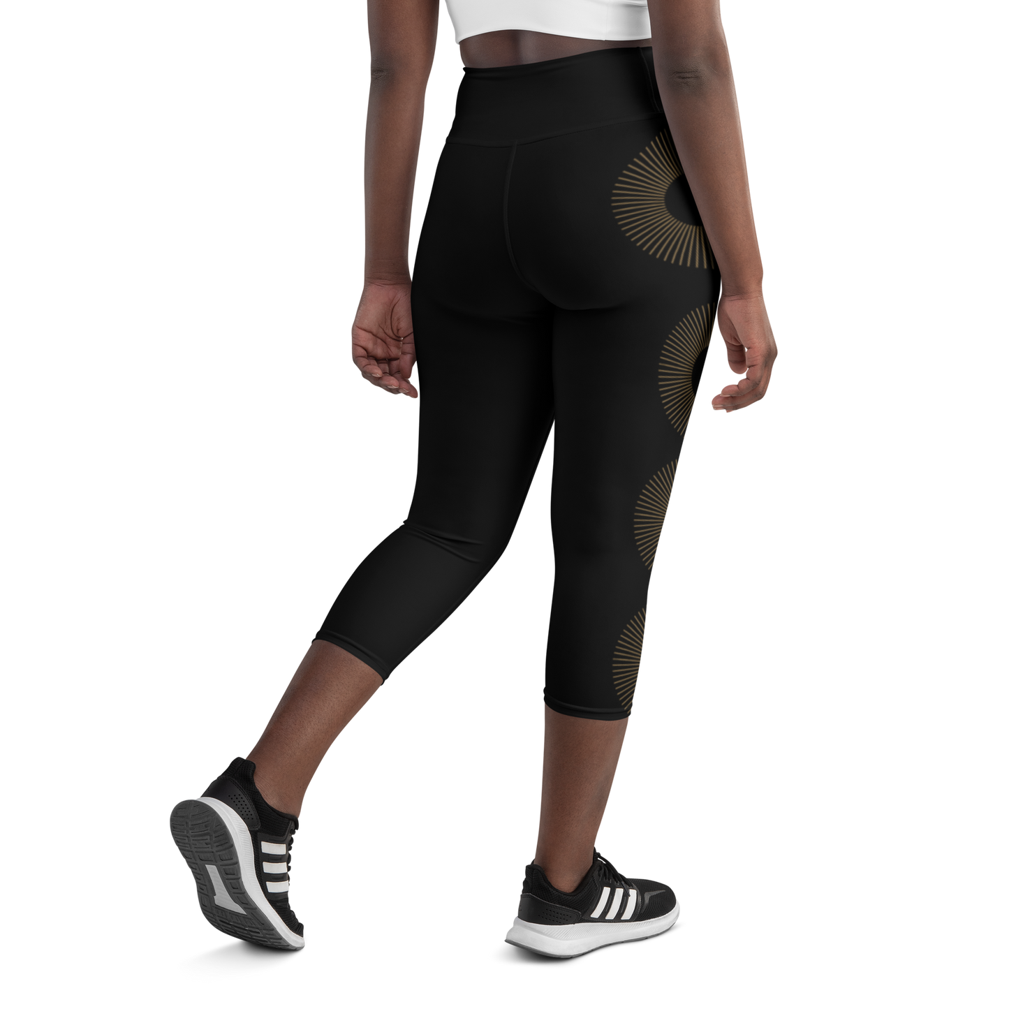 Golden Aura Yoga Capri Women's High-Waist Leggings