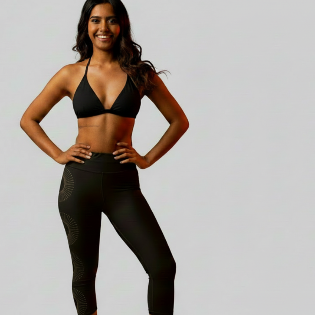 Golden Aura Yoga Capri Women's High-Waist Leggings