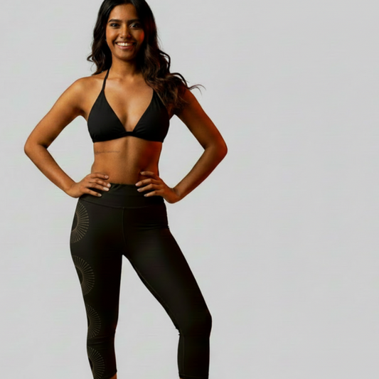 Golden Aura Yoga Capri Women's High-Waist Leggings