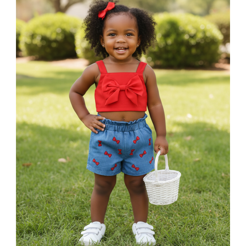 Children's Bow Tank and Shorts Set
