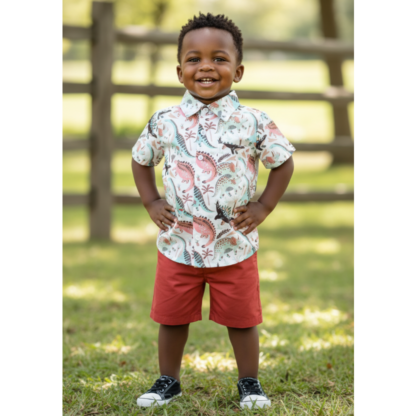 Children's Printed Shirt & Shorts Casual Set