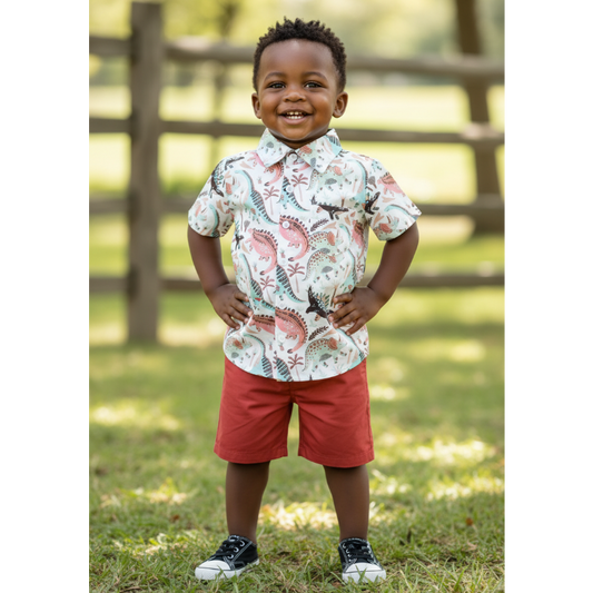 Children's Printed Shirt & Shorts Casual Set