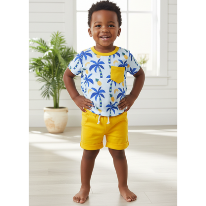 Children's Tropical Print Tee & Shorts Set