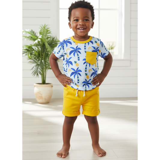Children's Tropical Print Tee & Shorts Set