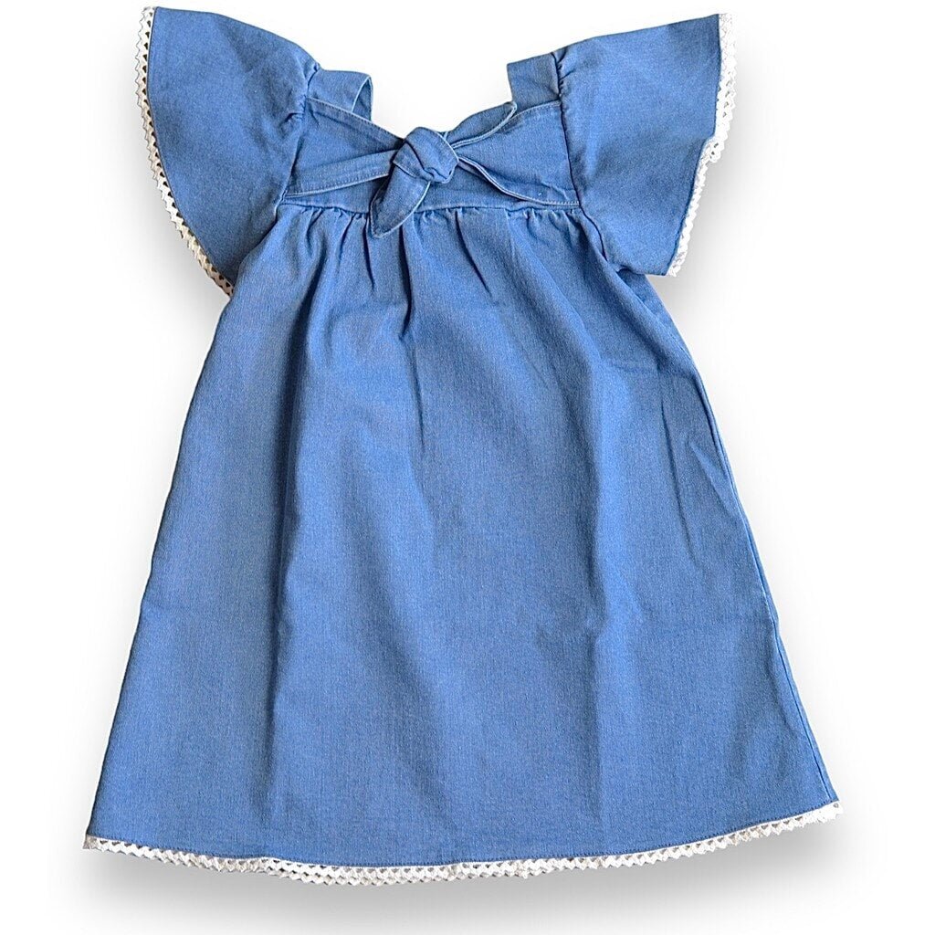 Girls Flutter Sleeve Denim Dress