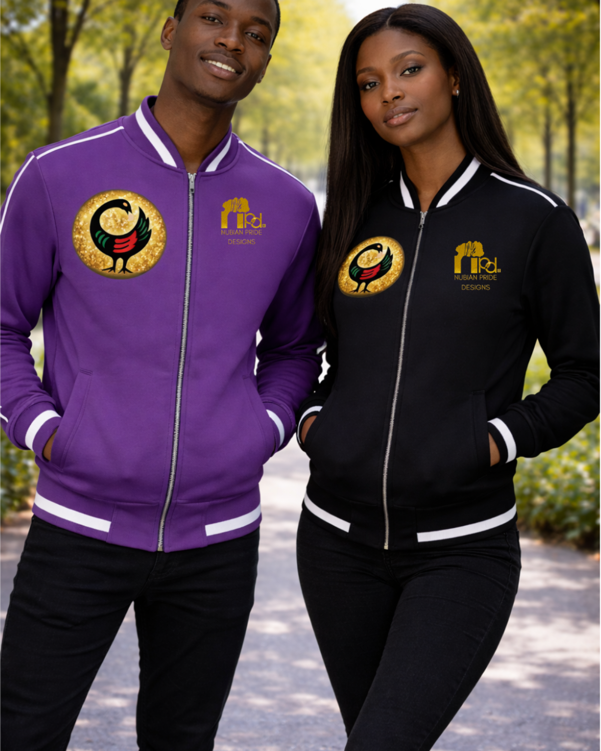 Sankofa Contrast Piping Zip Bomber Jacket