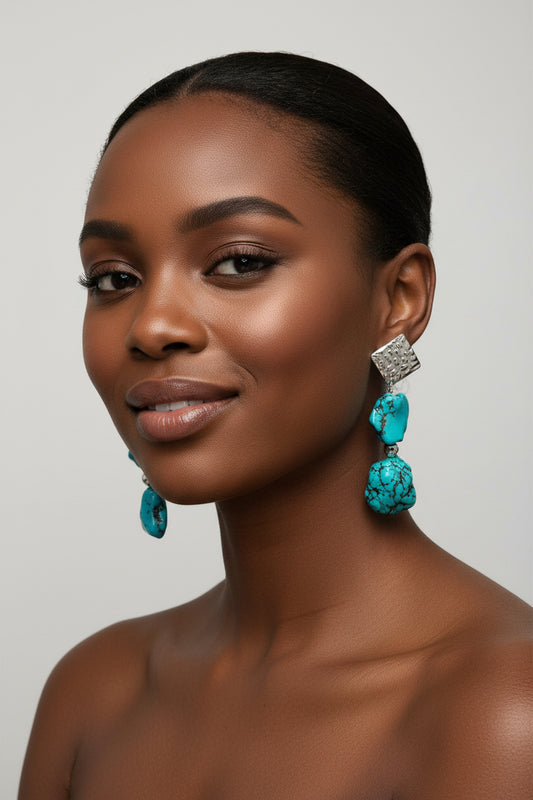 Natural Blue Pear Shaped Turquoise Earrings