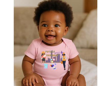 Future Engineer Baby Short Sleeve Onesie for Girls