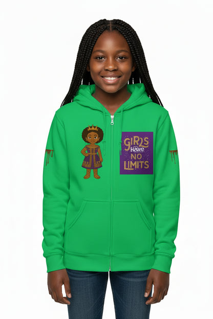 No Limit Melanin Drip Zip-Up Hoodie for Girls