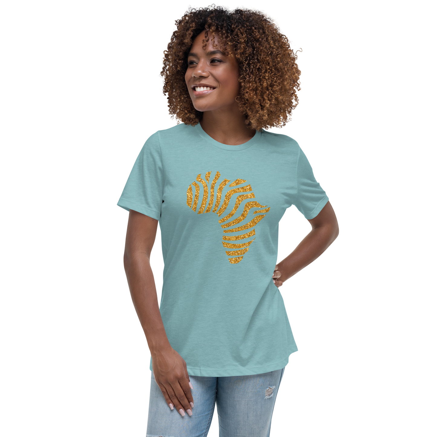 Gold Stripe Africa Tee for Women