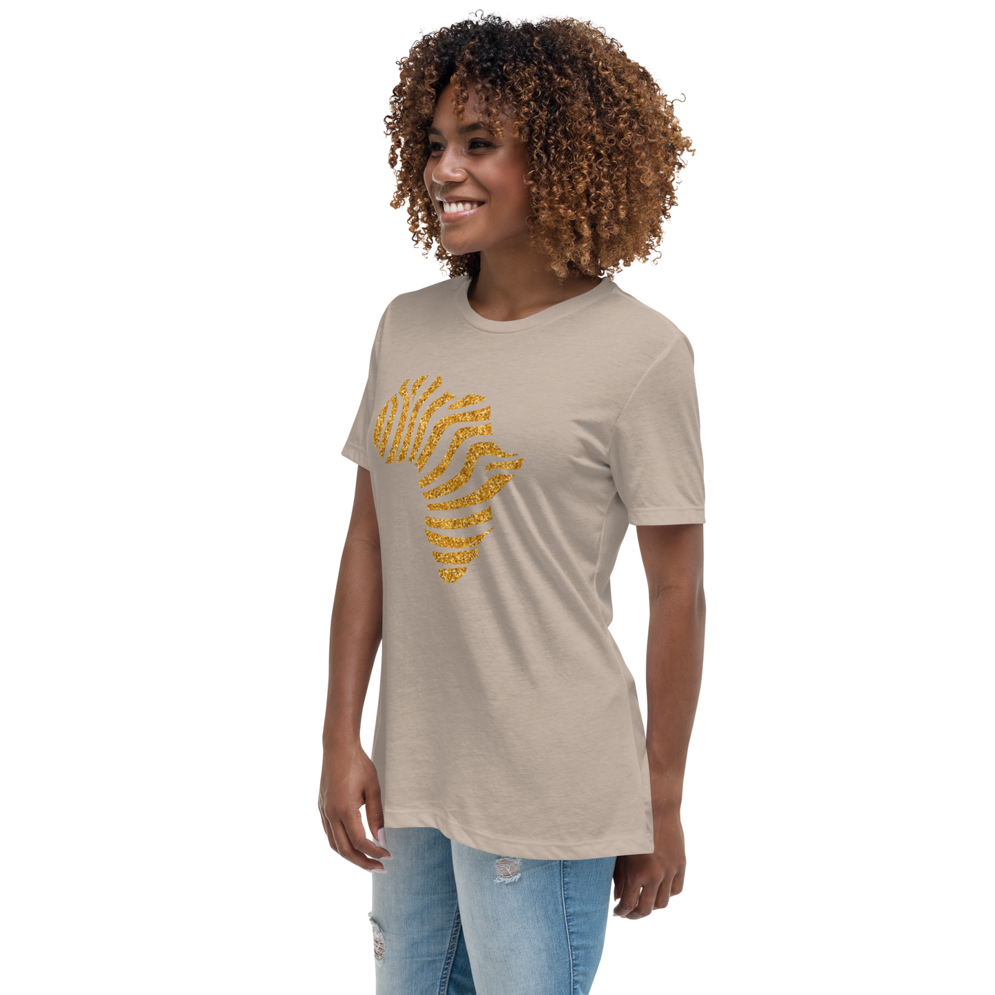 Gold Stripe Africa Tee for Women