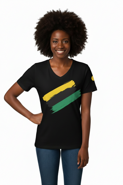 Jamaican Vibes Women's Relaxed V-Neck Tee
